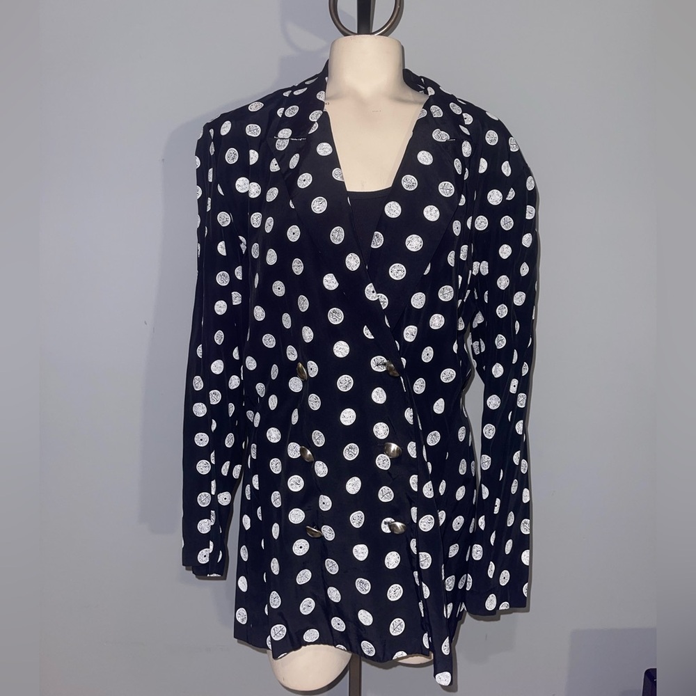 Vintage BGB ltd black white blazer jacket woman’s size large XL EUC